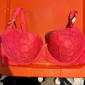 PINK Victoria's Secret Red Heart Lace Bra